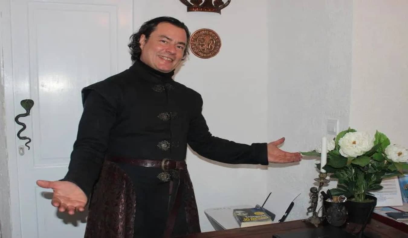 Owner of Kings Landing Hostel in Dubrovnik, Croatia, dressed up as a Game of Thrones character.