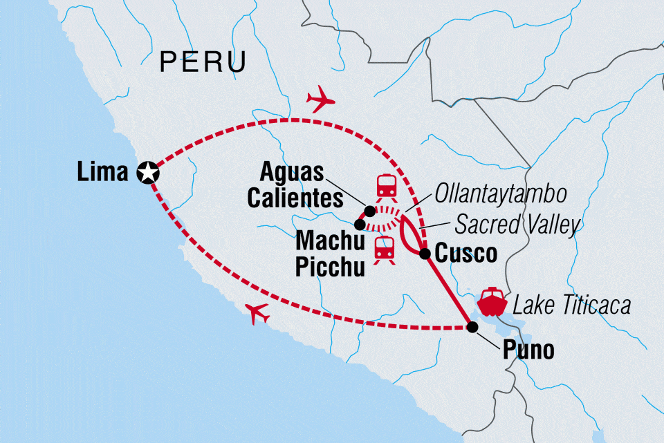 Classic Peru travel map from Intrepid Travel