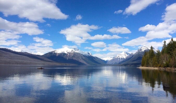 Mountains and a lake on a gorgeous day in America